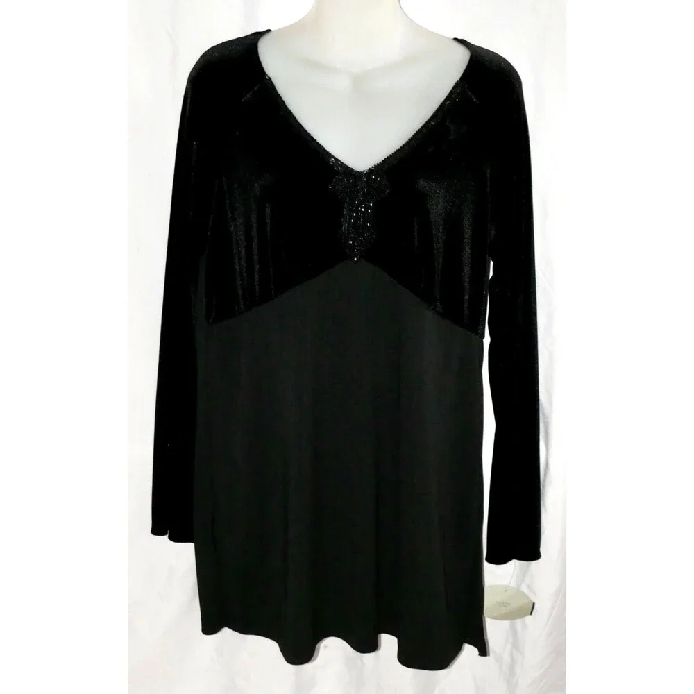 Rabbit Rabbit Rabbit Black Velvet Beaded Cardigan Top Size 12 - Picture 1 of 8